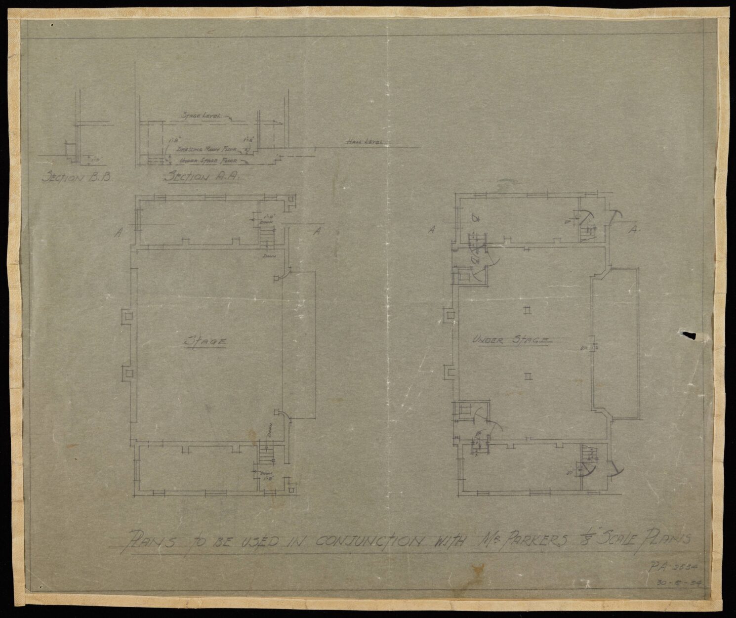 Folk Hall Plan (Stage Area), 1934