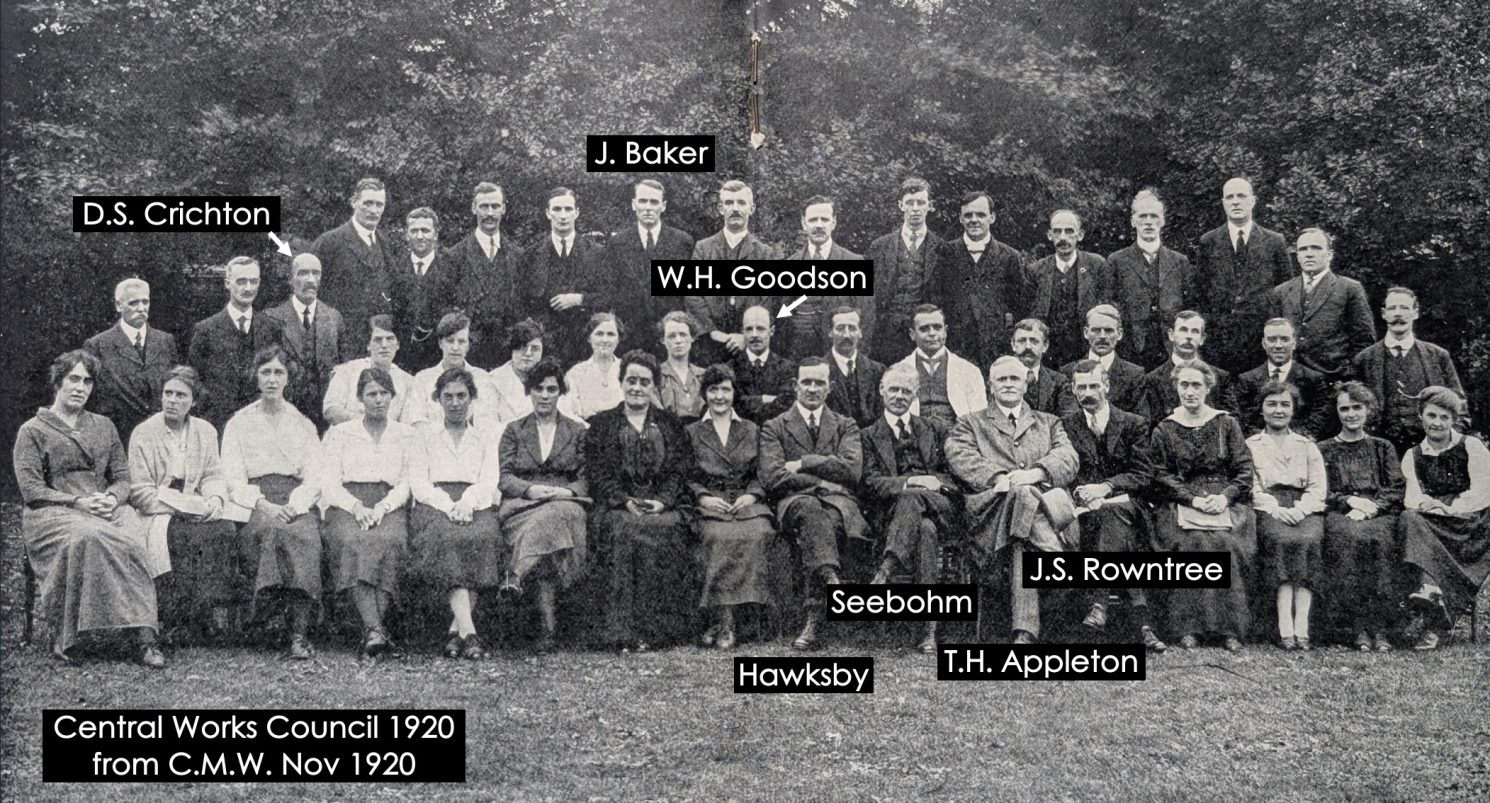 Rowntree & Co.’s Central Works Council 1920 – annotated from original in Cocoa Works Magazine November 1920
