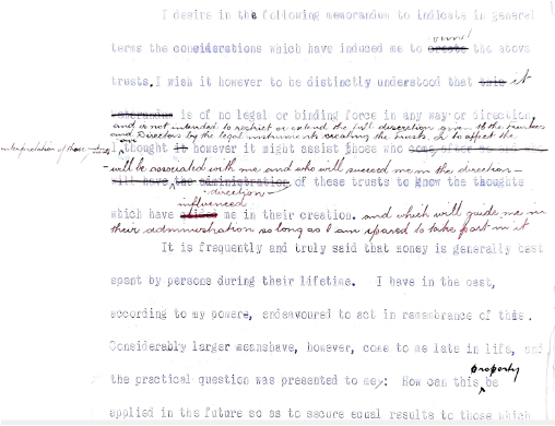 Joseph Rowntree’s Memorandum